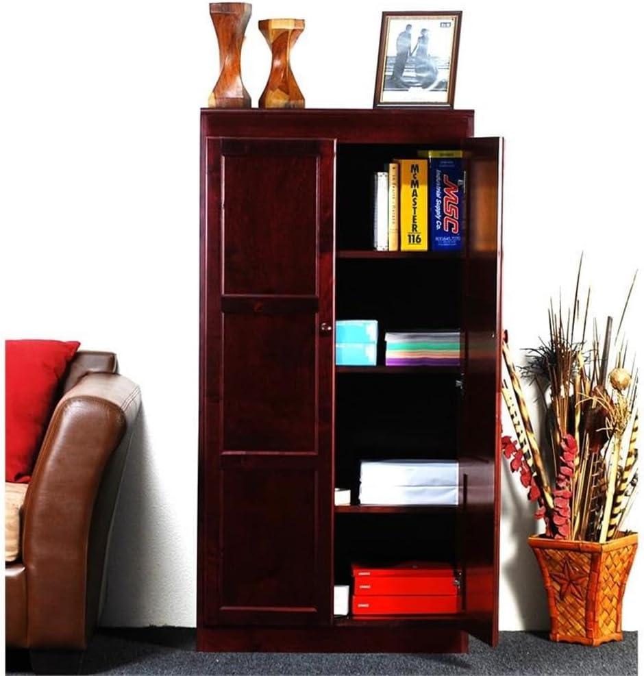 Traditional 60" Wood Storage Cabinet with 4-Shelves in Cherry