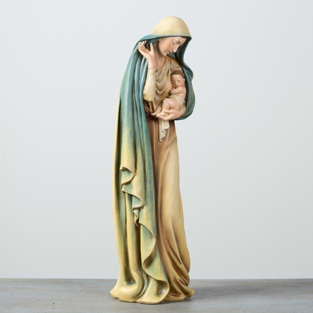 18 Inch Multicolored Resin Madonna and Child Statue