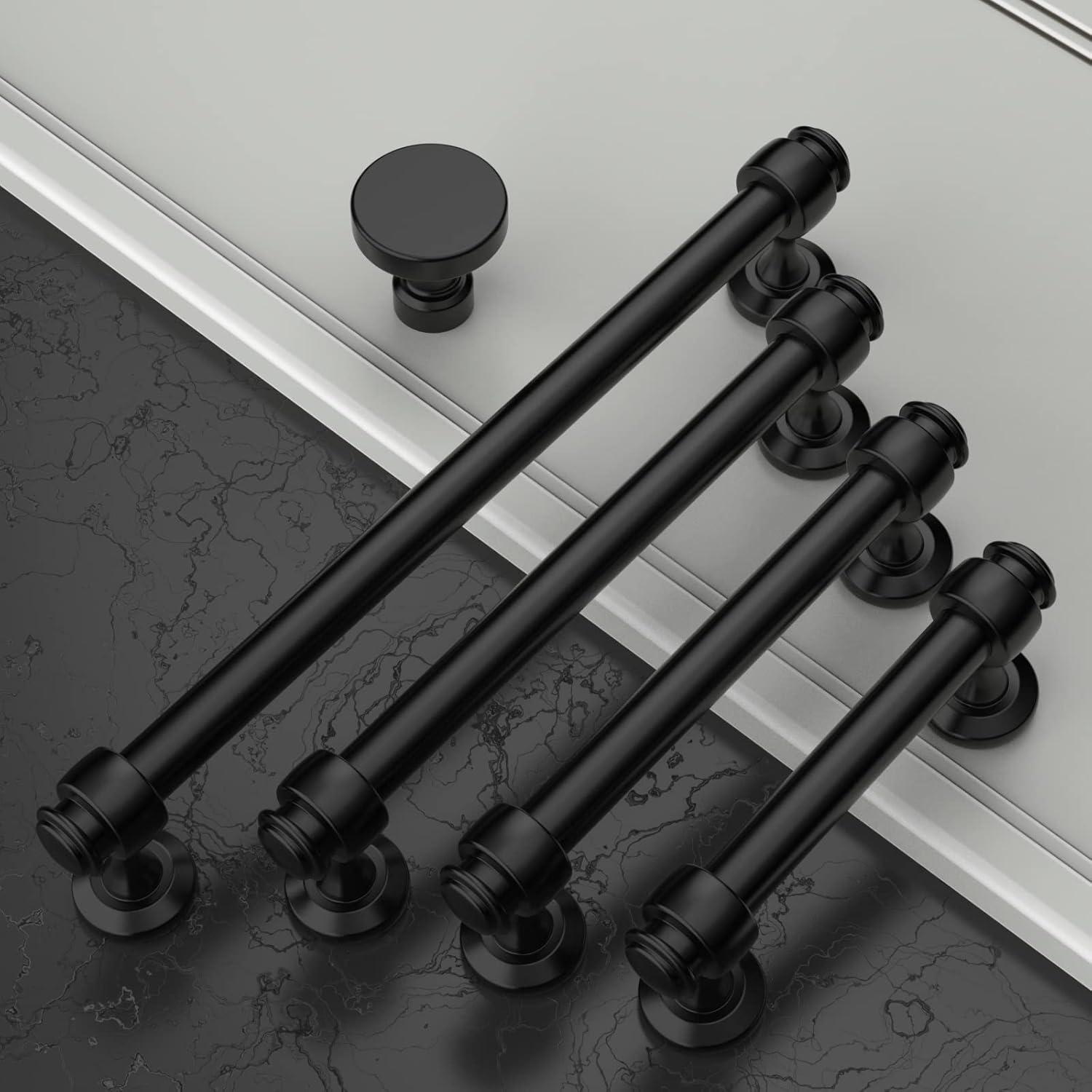 Matte Black Zinc Modern Cabinet Bar Pulls with Mounting Hardware