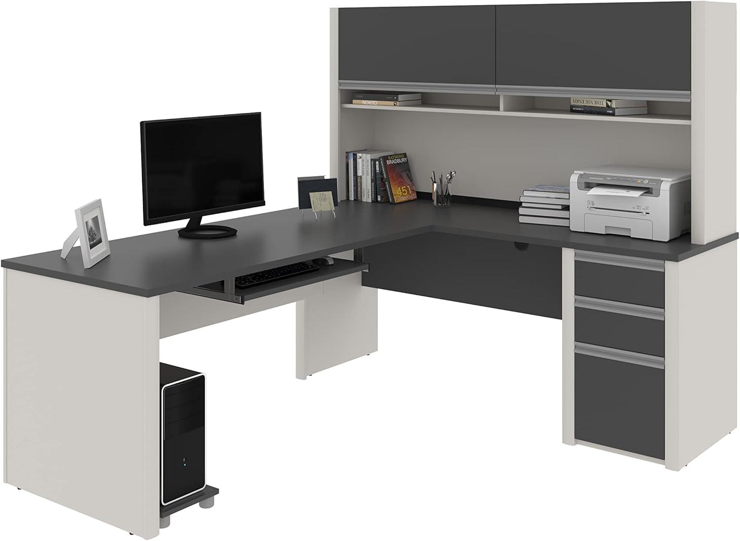 Bestar Connexion L-Shaped Workstation with Hutch, Multiple Colors