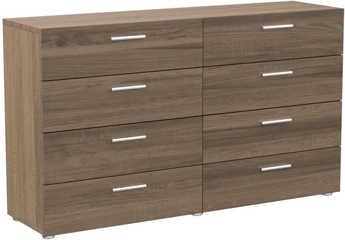 Loft 8 Drawer Double Dresser, Walnut