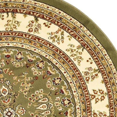 Lyndhurst Sarouk LNH331 Power Loomed Area Rug - Sage/Ivory - 5'3" Round - Safavieh