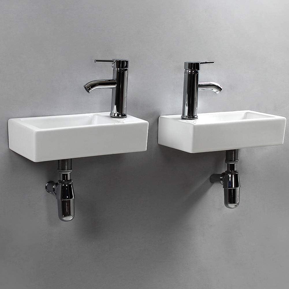 BTERAZ B07XP1R7ZZ BTERAZ 7.3'' White Ceramic Rectangular Bathroom Sink