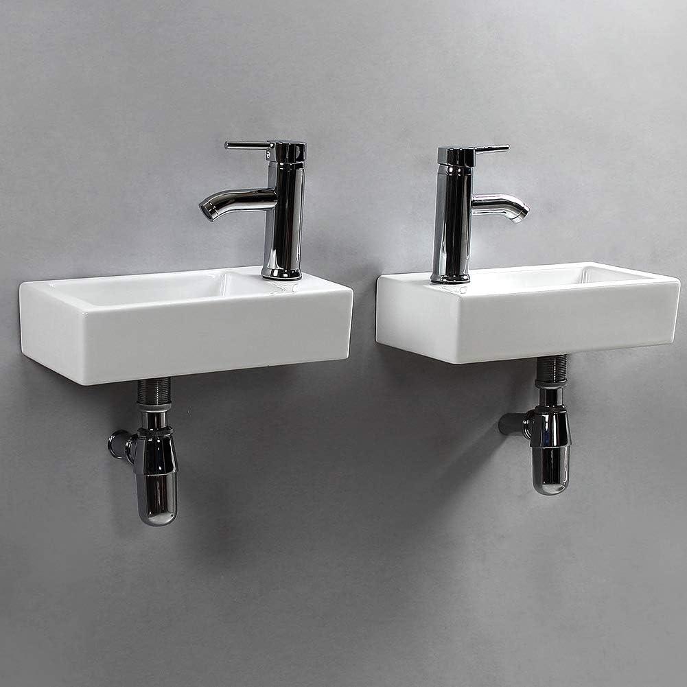 BTERAZ 7.3'' White Ceramic Rectangular Bathroom Sink