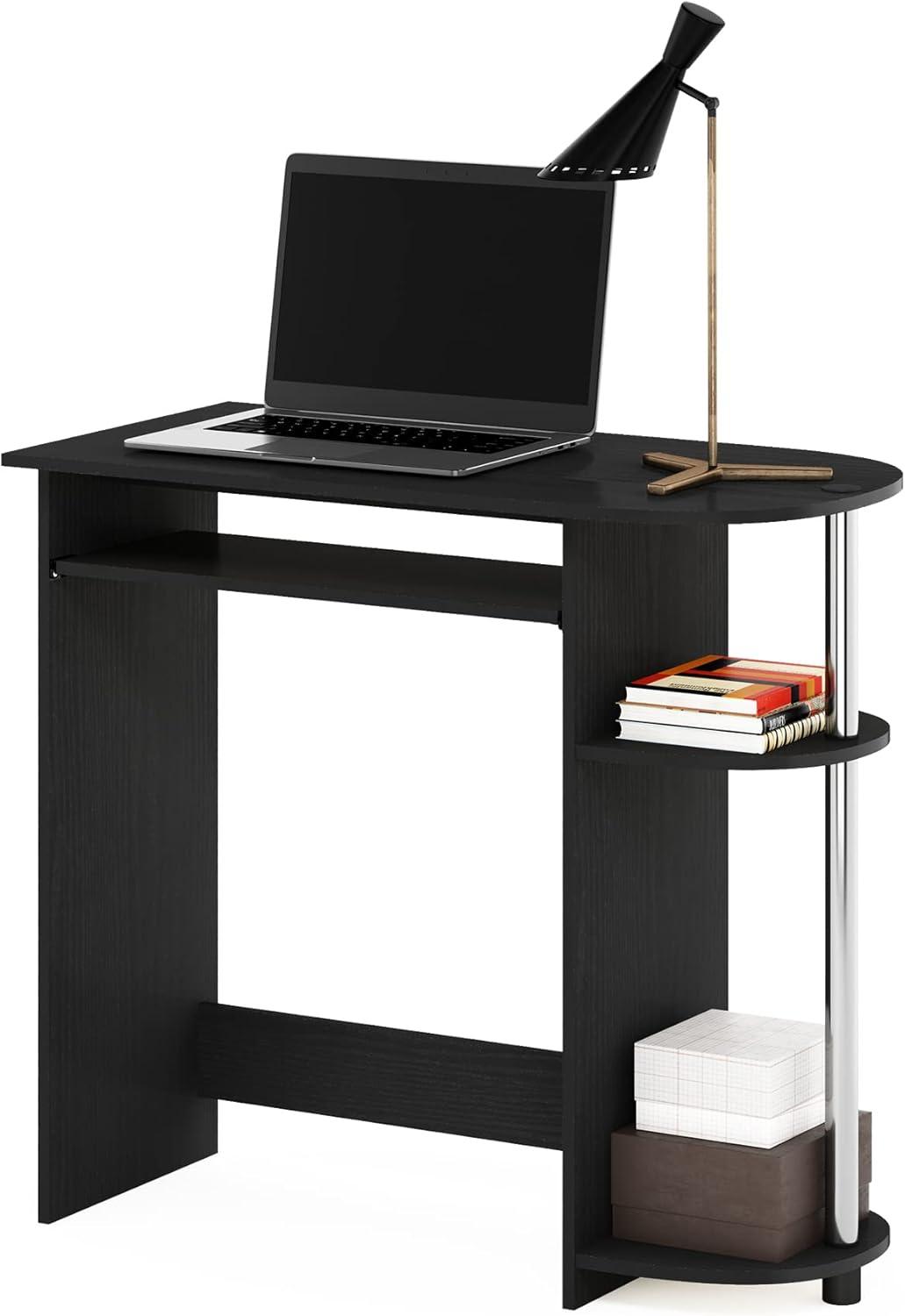 Furinno Simplistic Easy Assembly Computer Desk, Americano, Stainless Steel Tubes