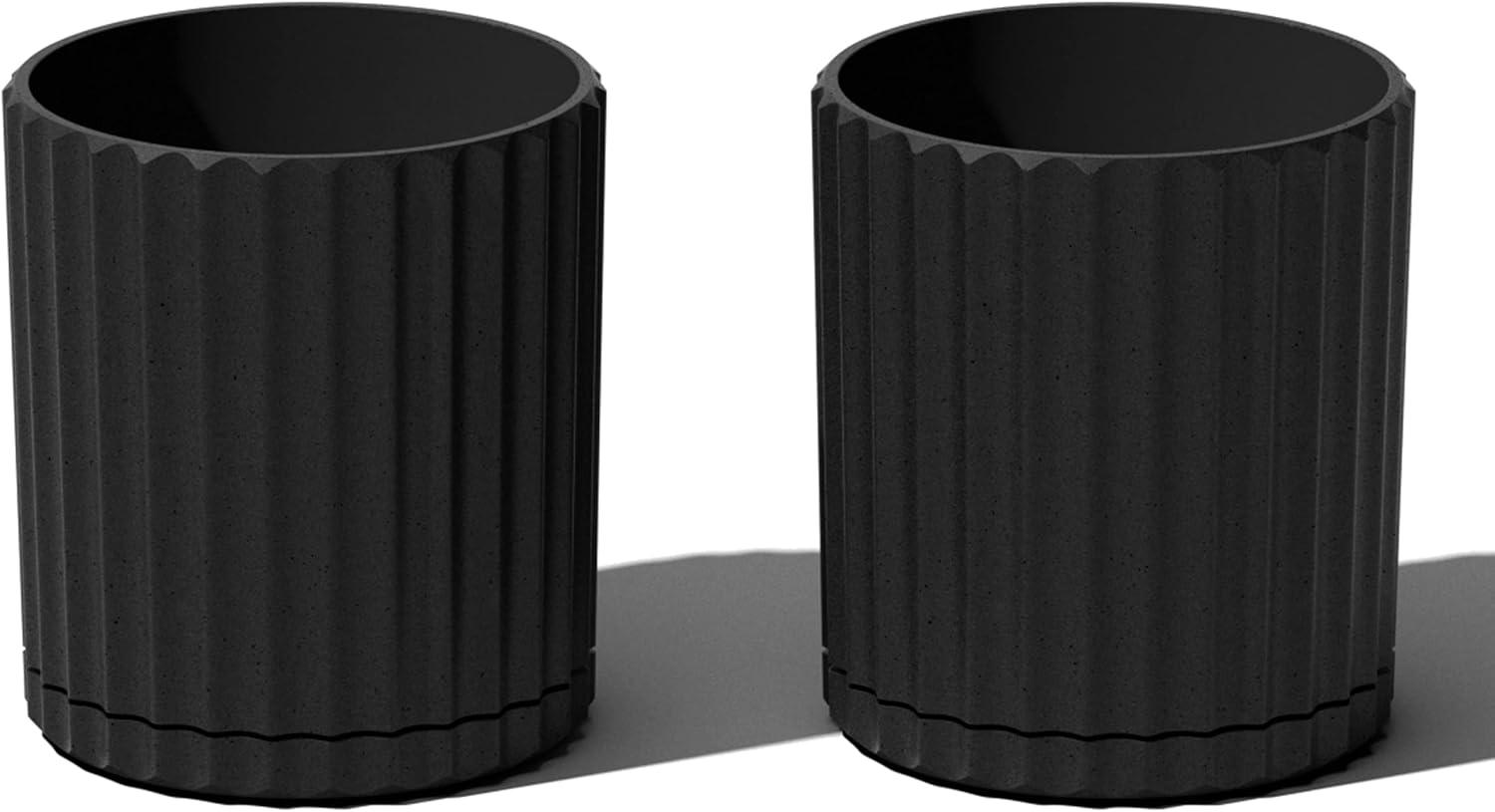 Veradek Mason Series Demi 6" Plastic-Stone Planter 2-Pack Black