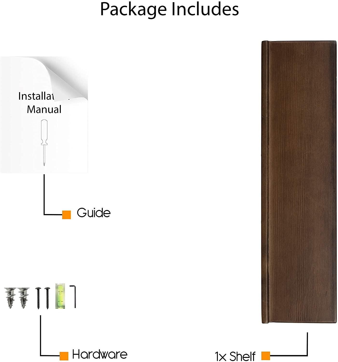 Rustic State Smith Wall Mounted Wood Floating Wine Bottle Rack with Glassware Holder Stemware Shelf Storage Organizer - Home, Kitchen, Dining Room Bar Décor - Walnut