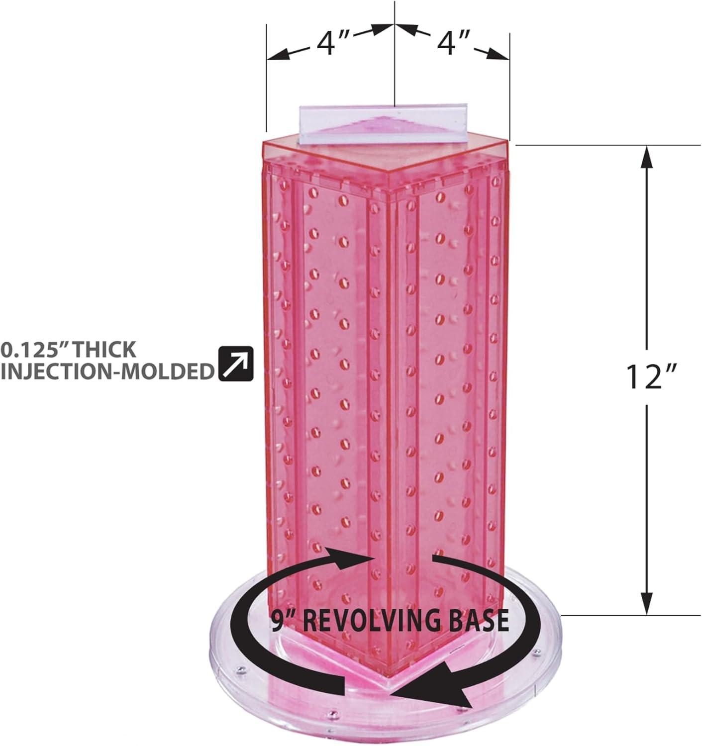 Four-sided 4"W x 12"H Pegboard Tower with Revolving 9" Base