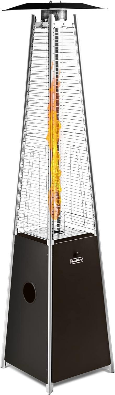 Mocha Propane Outdoor Pyramid Flame Patio Heater with Wheels