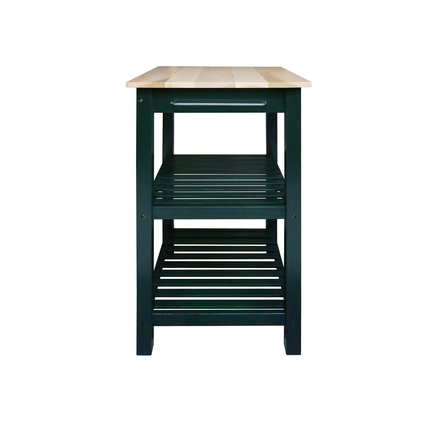 Sunrise Kitchen Island with Solid Wood Top, Hunter Green