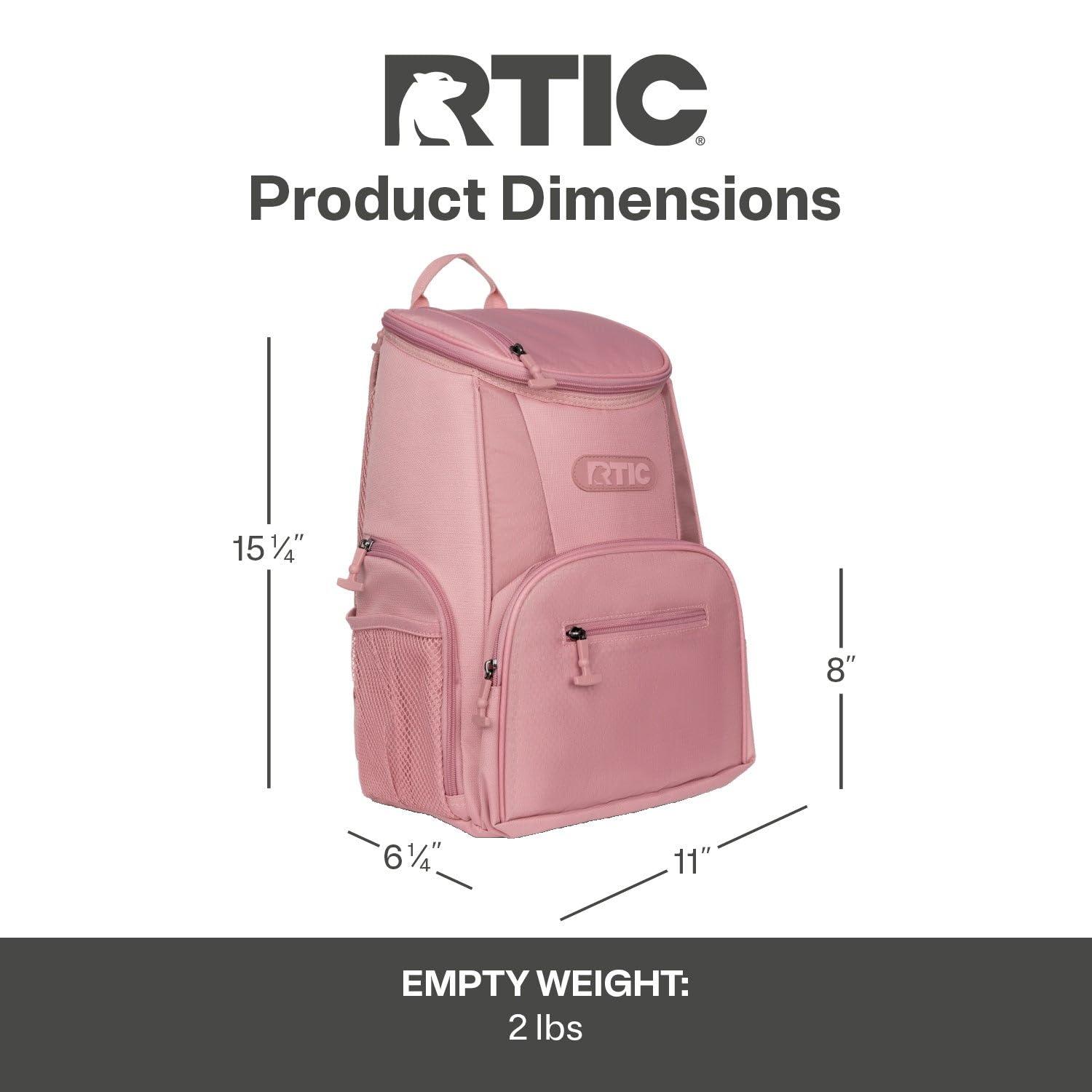 RTIC 15 Can Lightweight Backpack Insulated Cooler, 10 Qt, Storage Pockets, Black