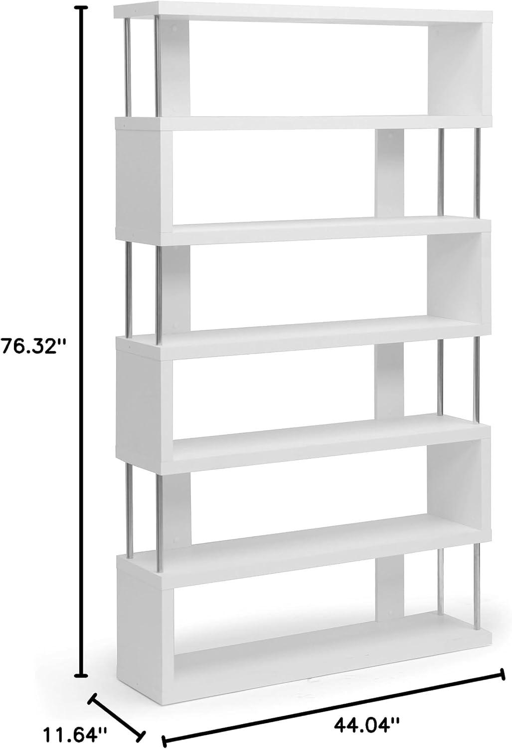 75.5" Barnes Six Shelf Modern Bookshelf - Baxton Studio