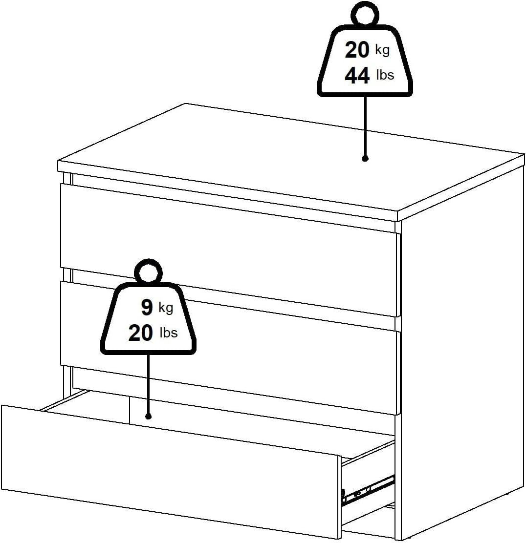 Tvilum Scottsdale 3 Drawer Chest, White High Gloss