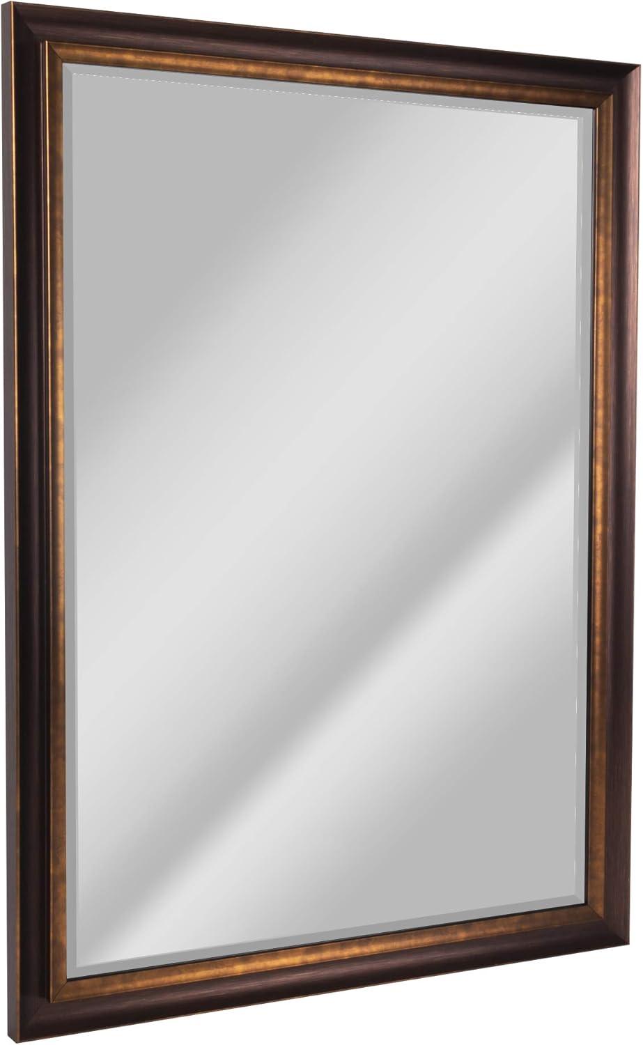 Head West Bronze & Copper Oil-Rubbed Framed Rectangle Wall Mirror with 4 D-Ring Hangers - 28" x 40"