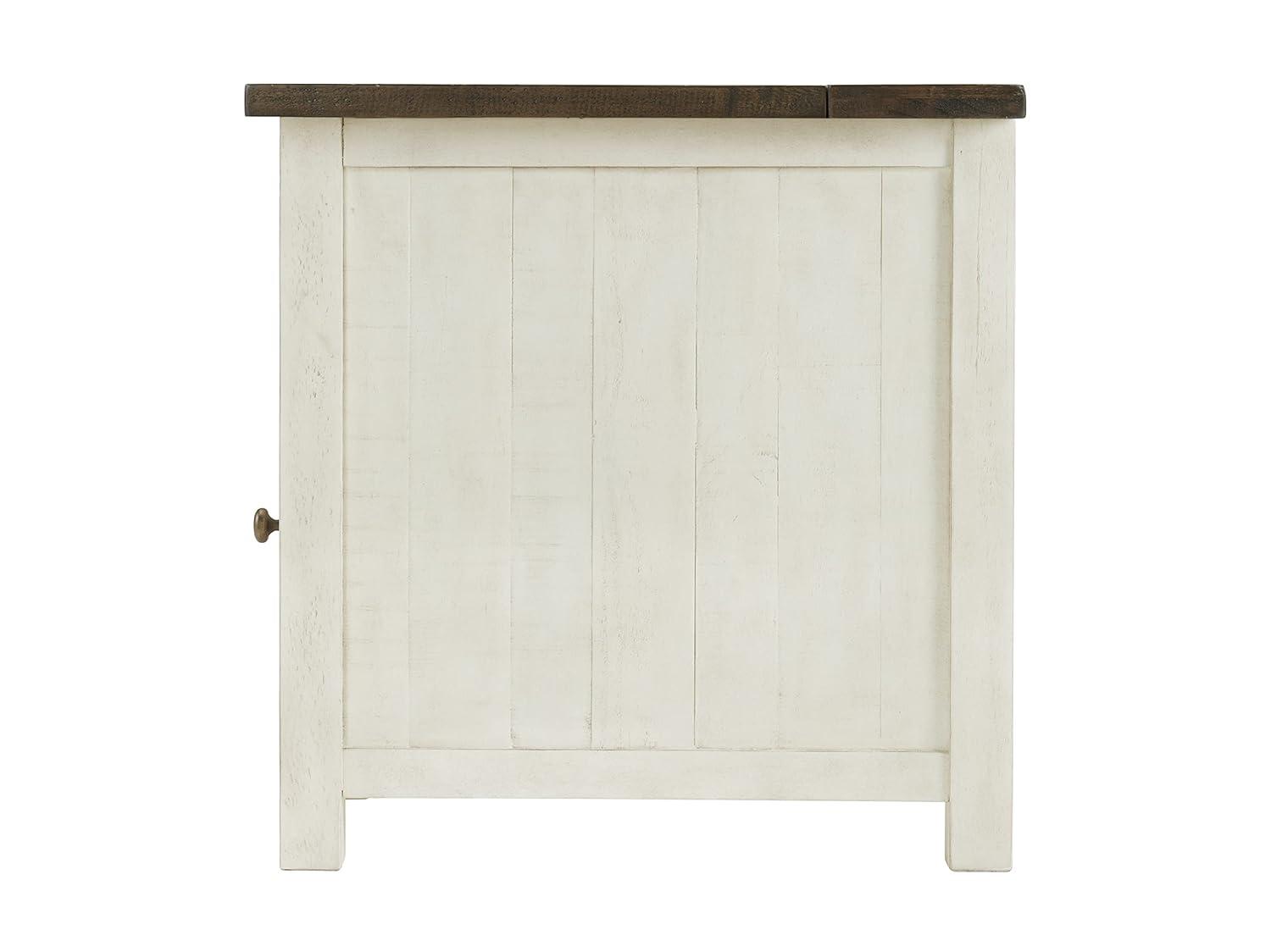 Martin Svensson Home Monterey Chairside Table with Power, Cream White and Brown