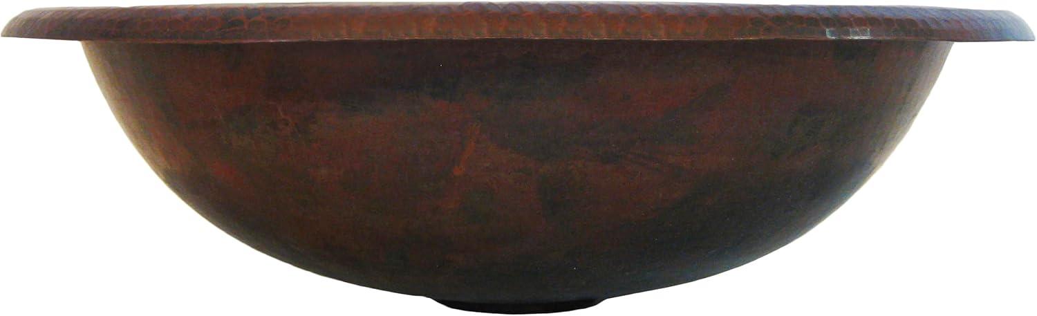 Novatto 11'' Antique Hammered Copper Copper Oval Bathroom Sink