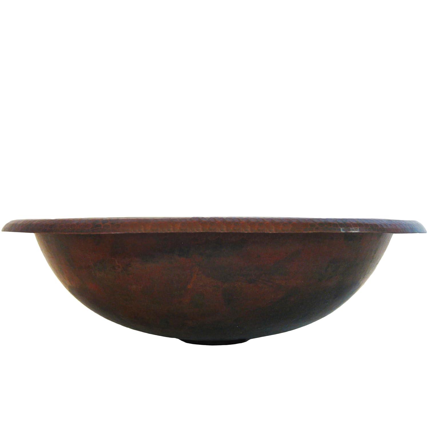 Novatto 11'' Antique Hammered Copper Copper Oval Bathroom Sink
