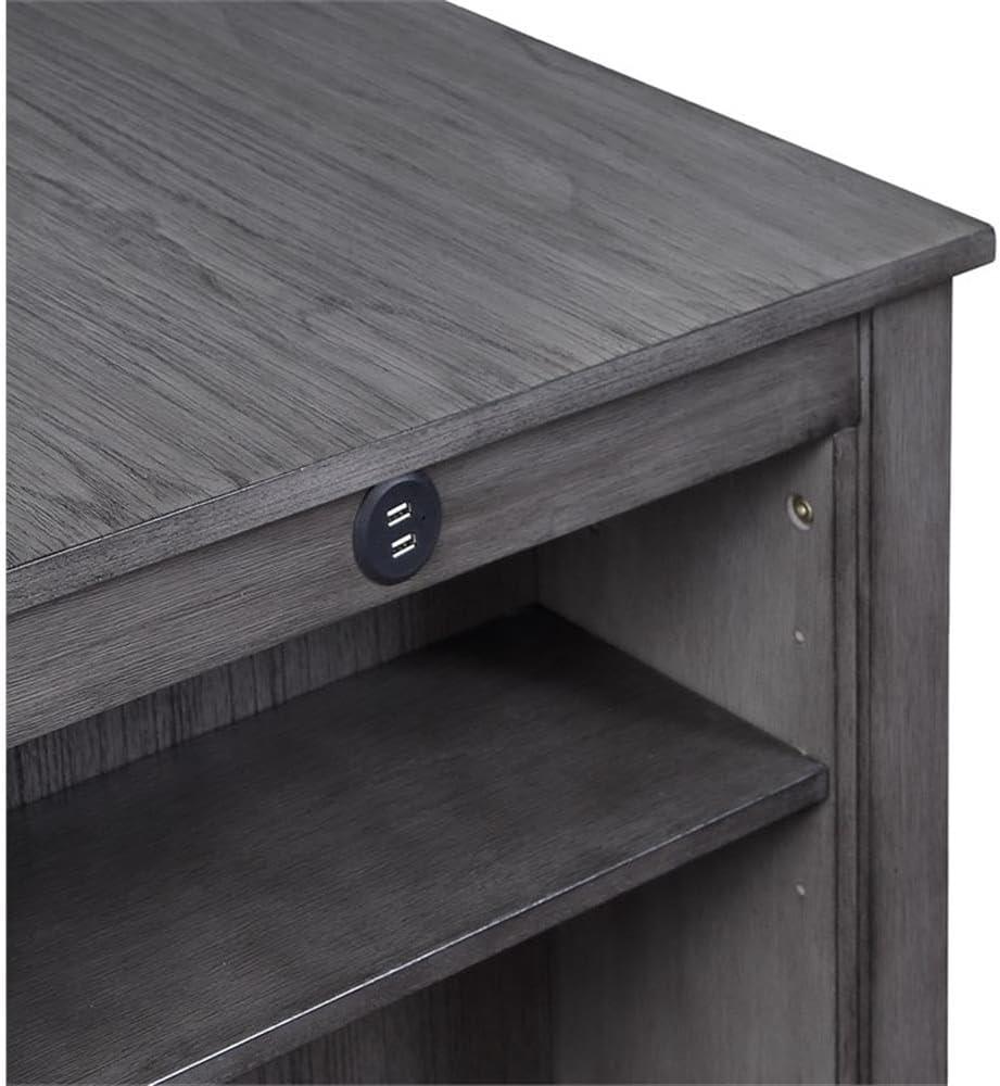 Gray Rubberwood 36-Inch Storage Counter Table Set with Two Chairs