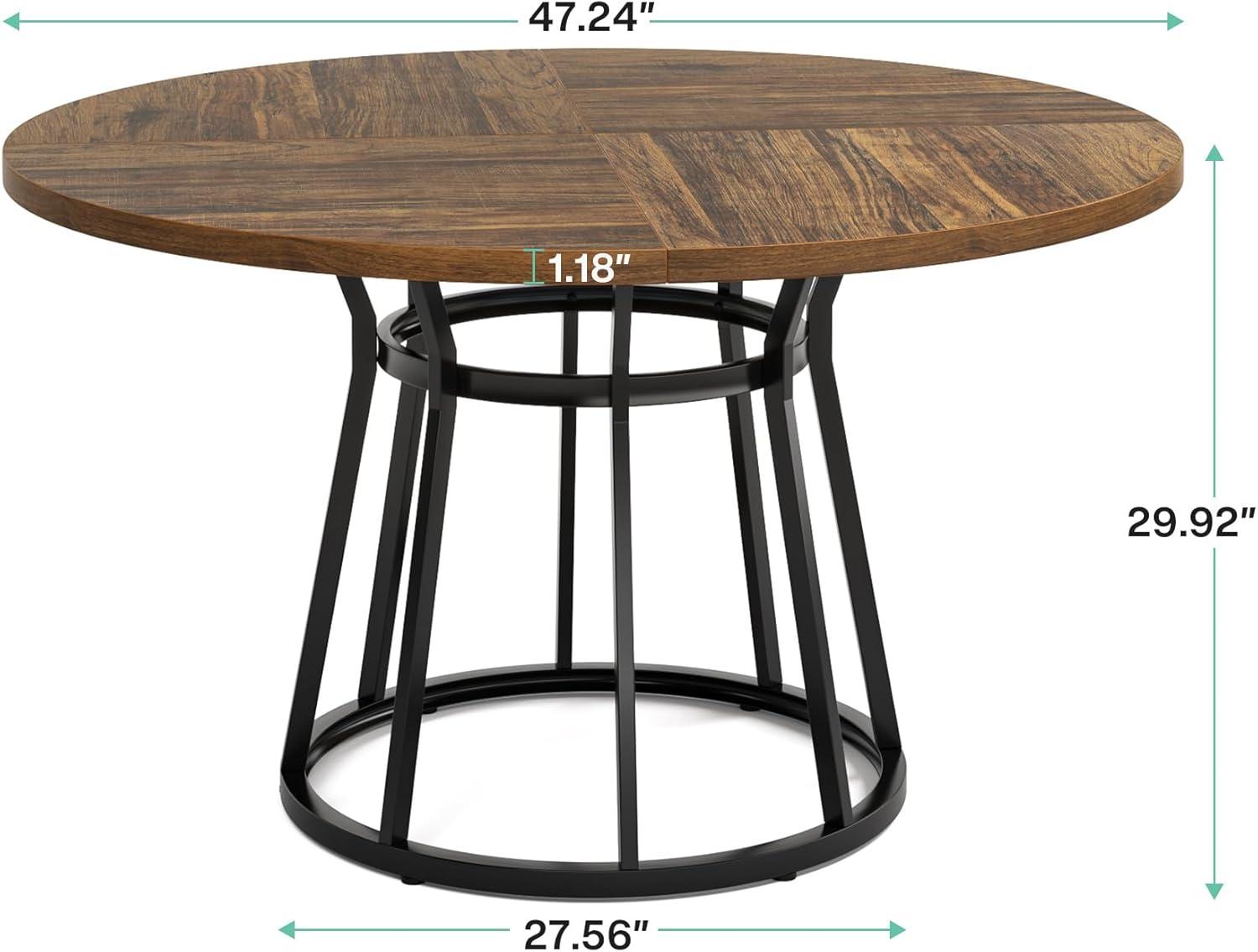 Tribesigns 47.2-Inch Round Dining Table for 4 People, Circle Dining Room Table with Metal Base