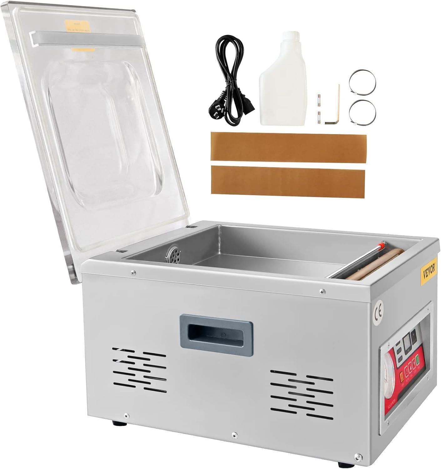 Chamber Vacuum Sealer, DZ-260A 6.5 m³/h Pump Rate, Excellent Sealing Effect with Automatic Control, 110V Kitchen Packaging Machine for Fresh Meats, Fruit Saver, Home, Commercial Using