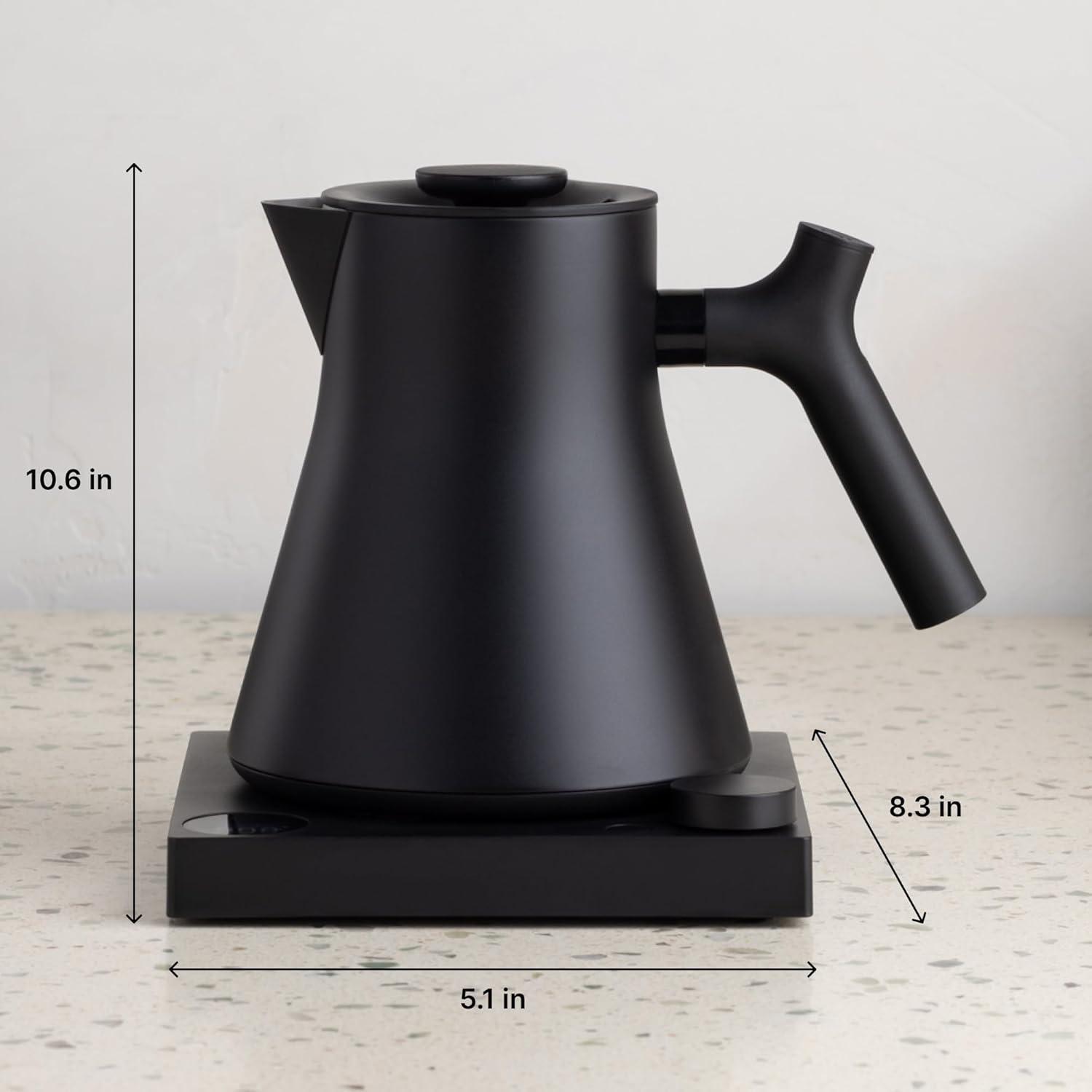 Fellow Corvo EKG Electric Tea Kettle in Stone Blue with Walnut Accents