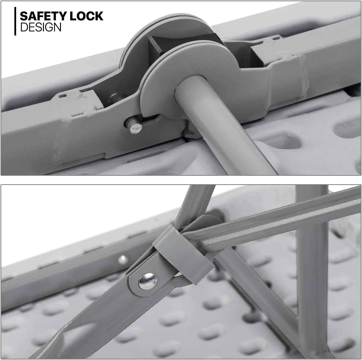 Plastic Folding Card Table, Indoor Outdoor Portable Picnic Table with Carrying Handle for Camping