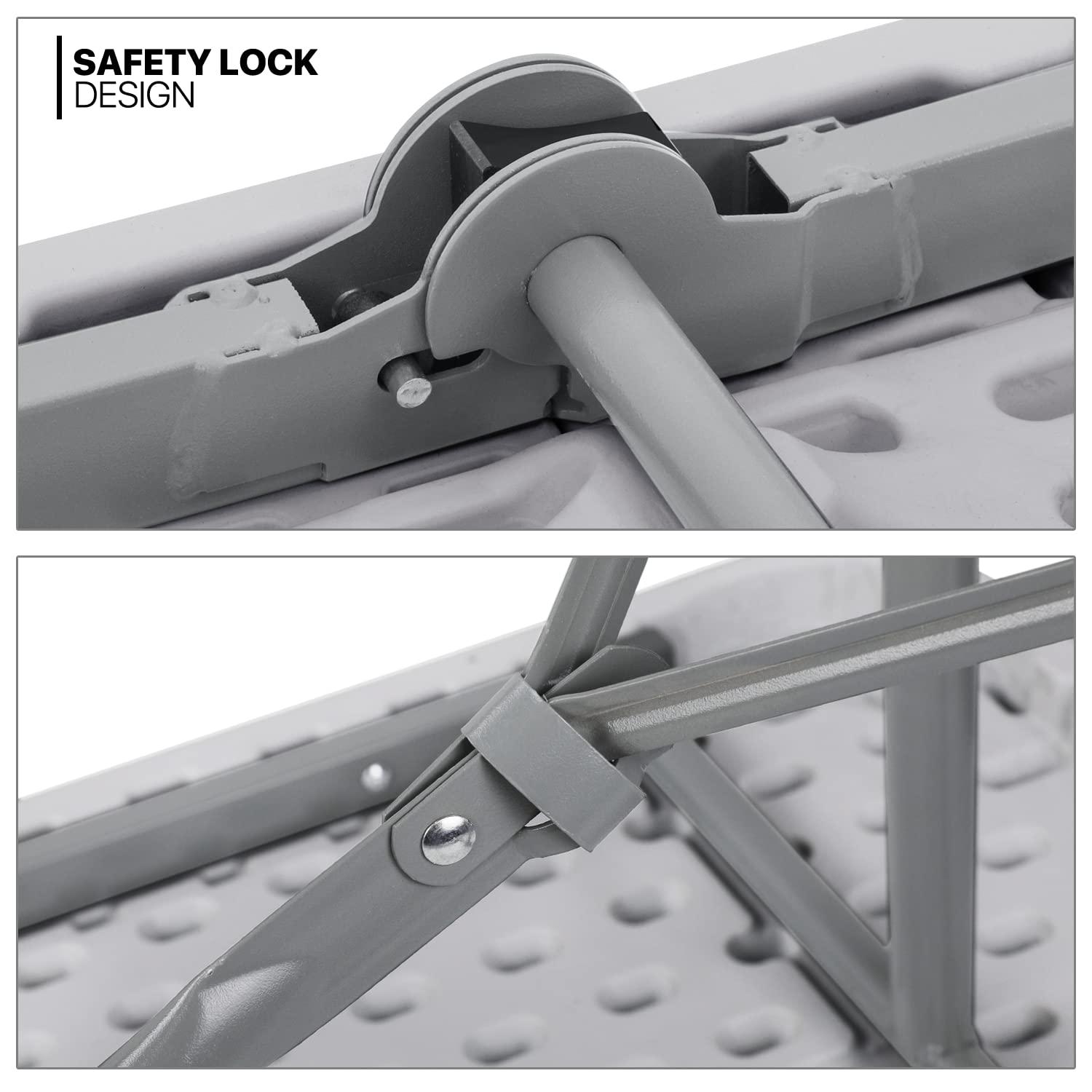 Plastic Folding Card Table, Indoor Outdoor Portable Picnic Table with Carrying Handle for Camping