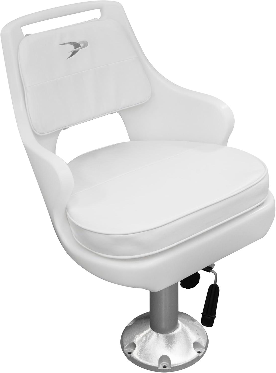 White Vinyl Mesh Marine Pilot Chair with Adjustable Pedestal