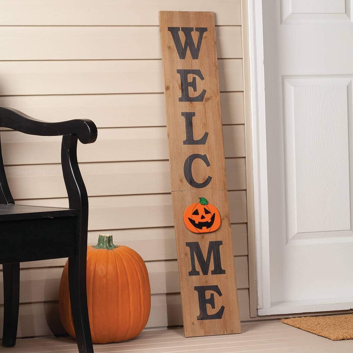 Fox Valley Traders Folding Wooden Welcome Sign, Including 10 Interchangeable Holiday Shapes with Magnets