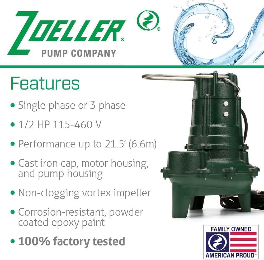 Zoeller 267-0001 M267 Waste-Mate Sewage Pump, 1/2 Horsepower, 115V