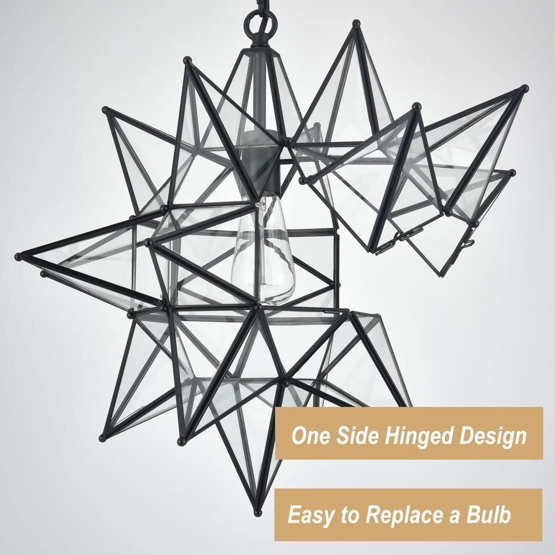 Casablanca Modern Boho Moravian Star Pendant Light 20 Inch Large Black Hanging Light