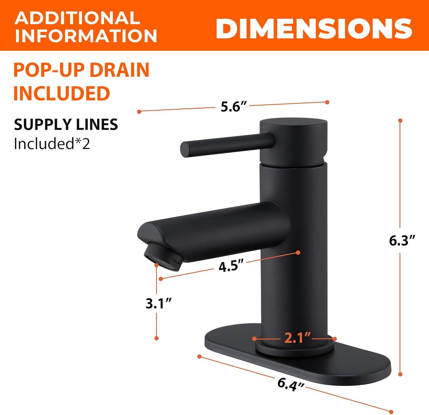 Matte Black Stainless Steel Single Handle Bathroom Faucet