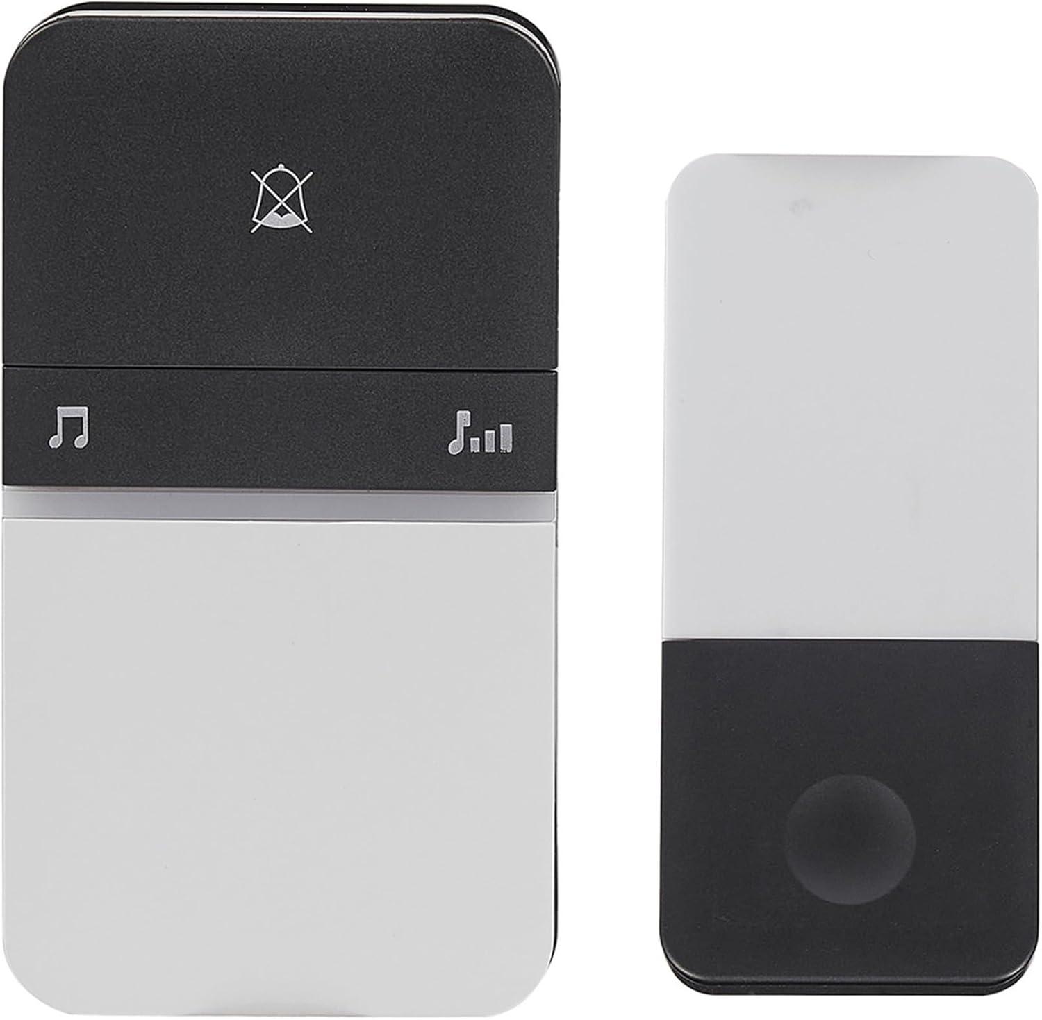 Black and White Wireless Door Chime Kit with Volume Control