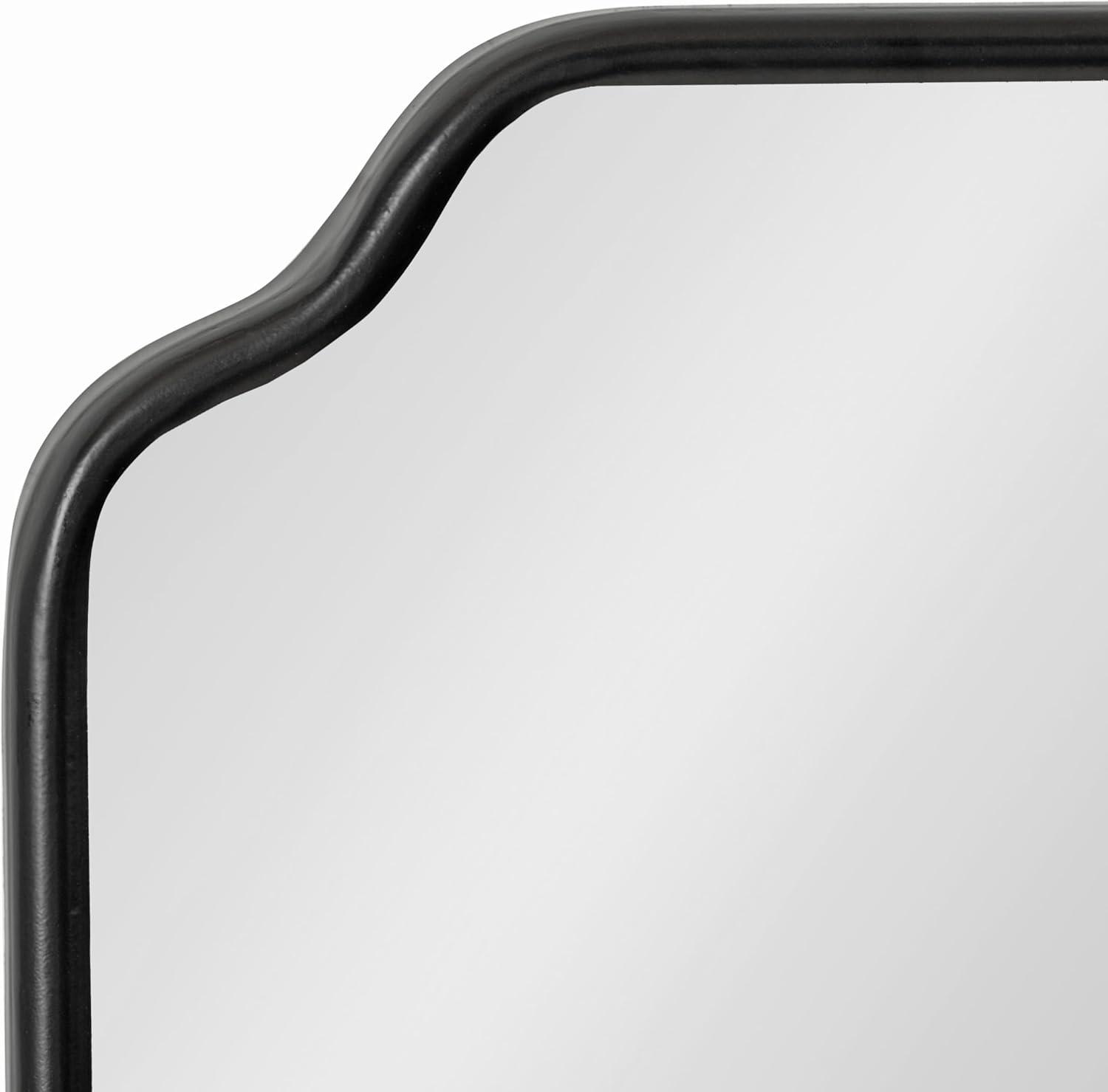 Kate & Laurel All Things Decor 18"x48" Plumley Framed Wall Mirror Black: Scallop Corner, Wall Mount
