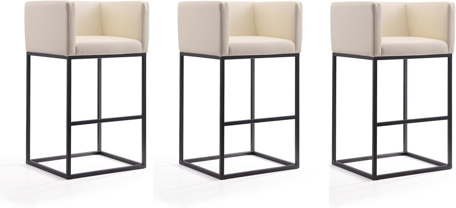 Set of 3 Embassy Upholstered Metal Barstools - Manhattan Comfort