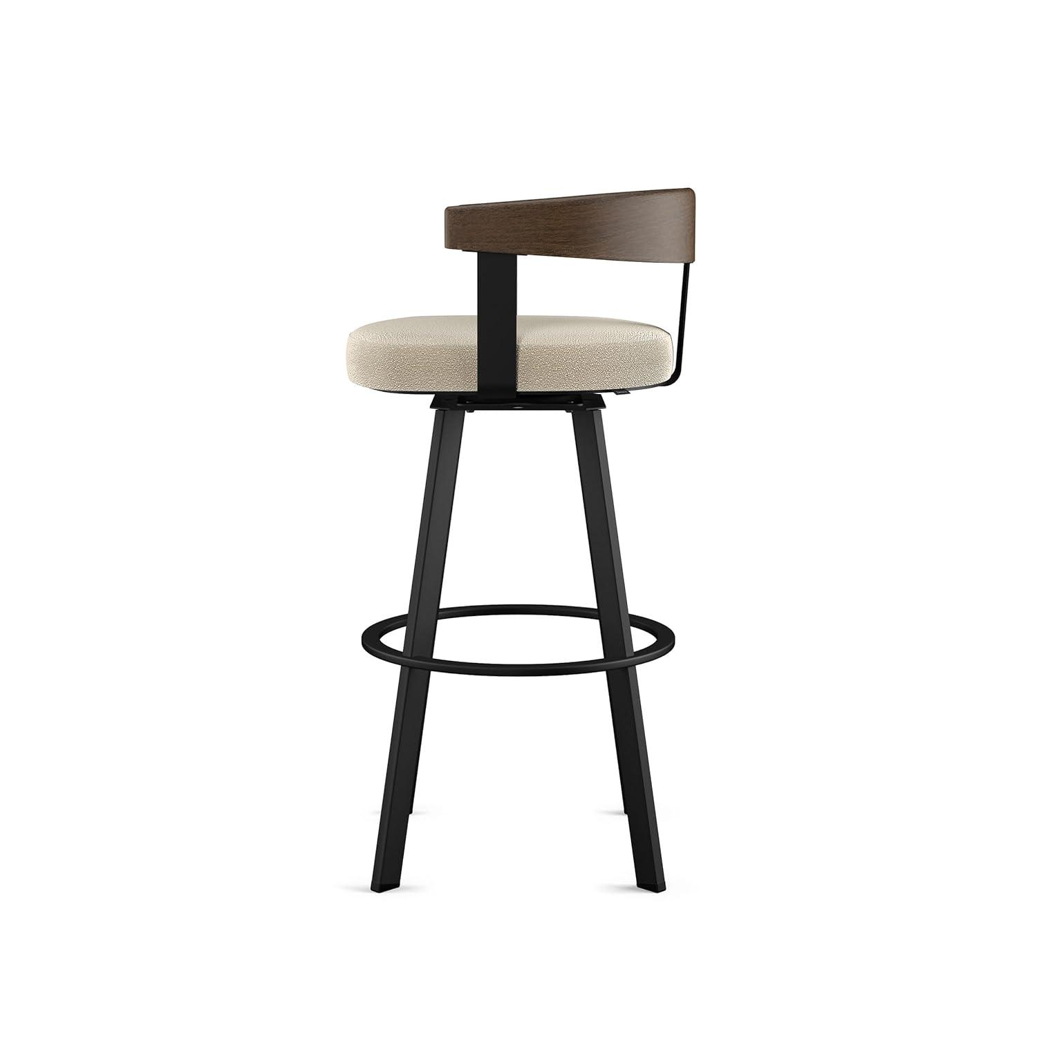 Lars 26 in. Cream Boucle Polyester/Black Metal Swivel Counter Stool