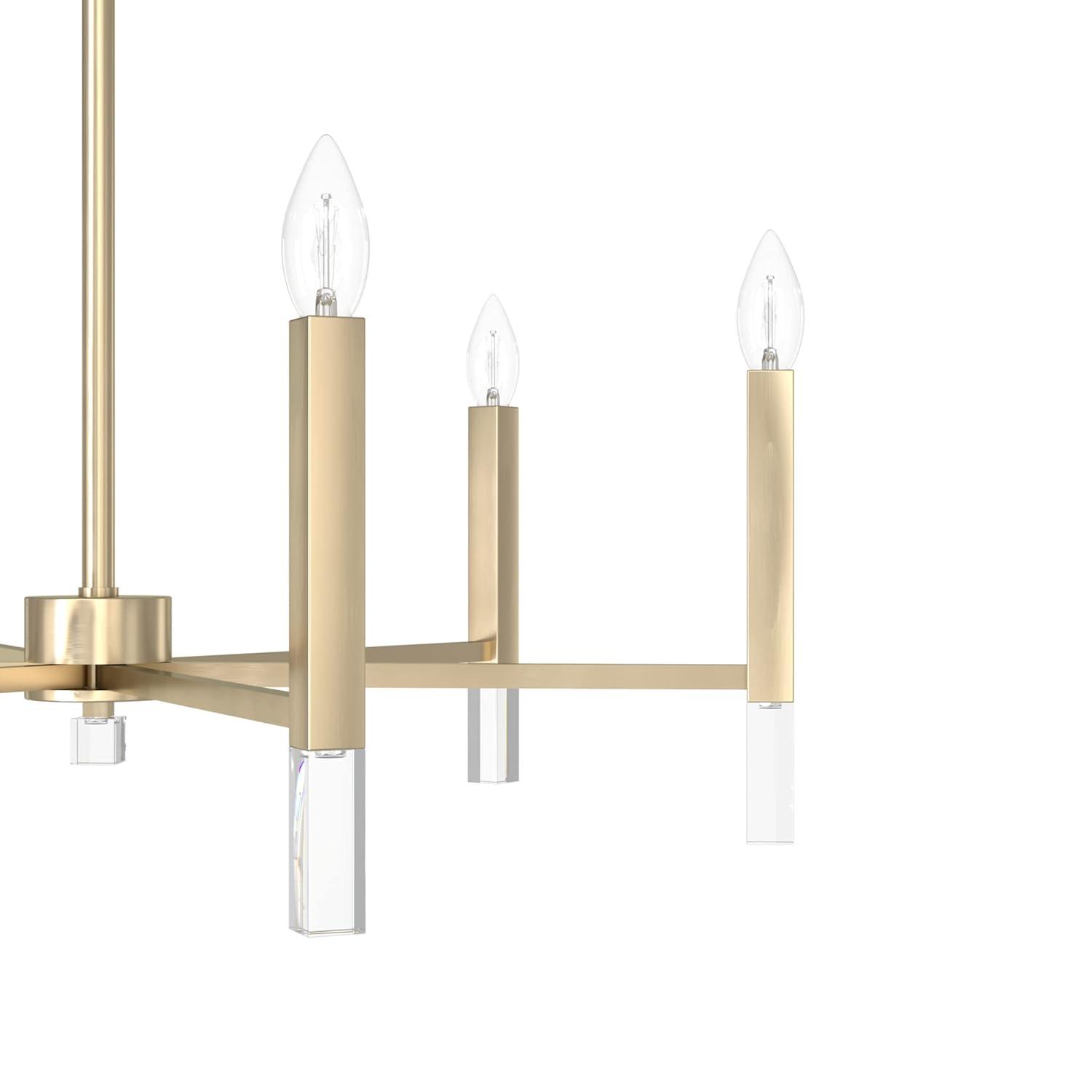 Hunter - Sunjai 6-light Alturas Gold, Large Chandelier, Dimmable, Formal Style, Candle Shaped, for Bedrooms, Kitchens, Dining, Living Rooms - 19519