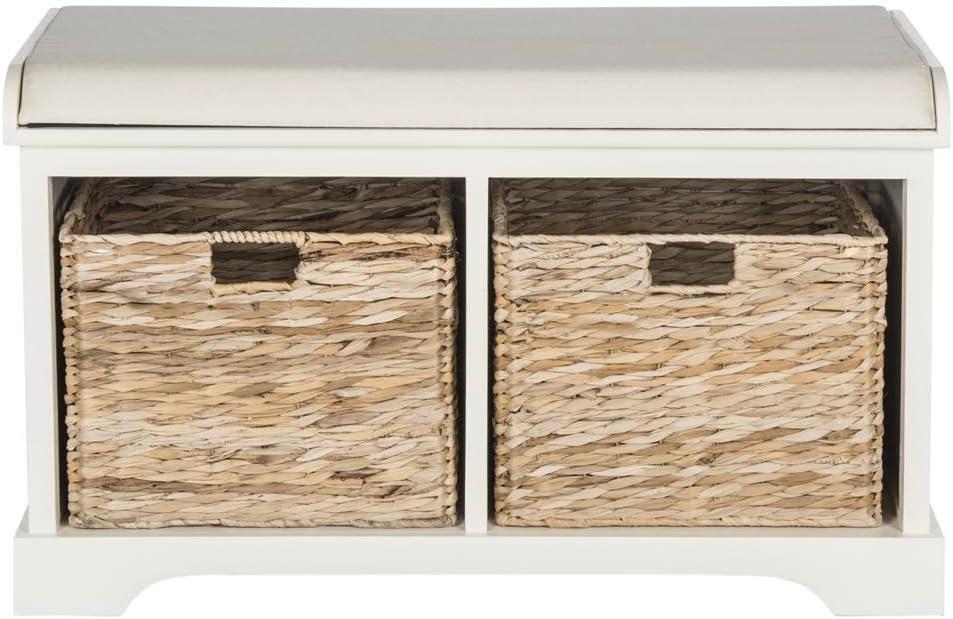 Freddy Wicker Storage Bench - AMH5736 - Vintage White - Safavieh