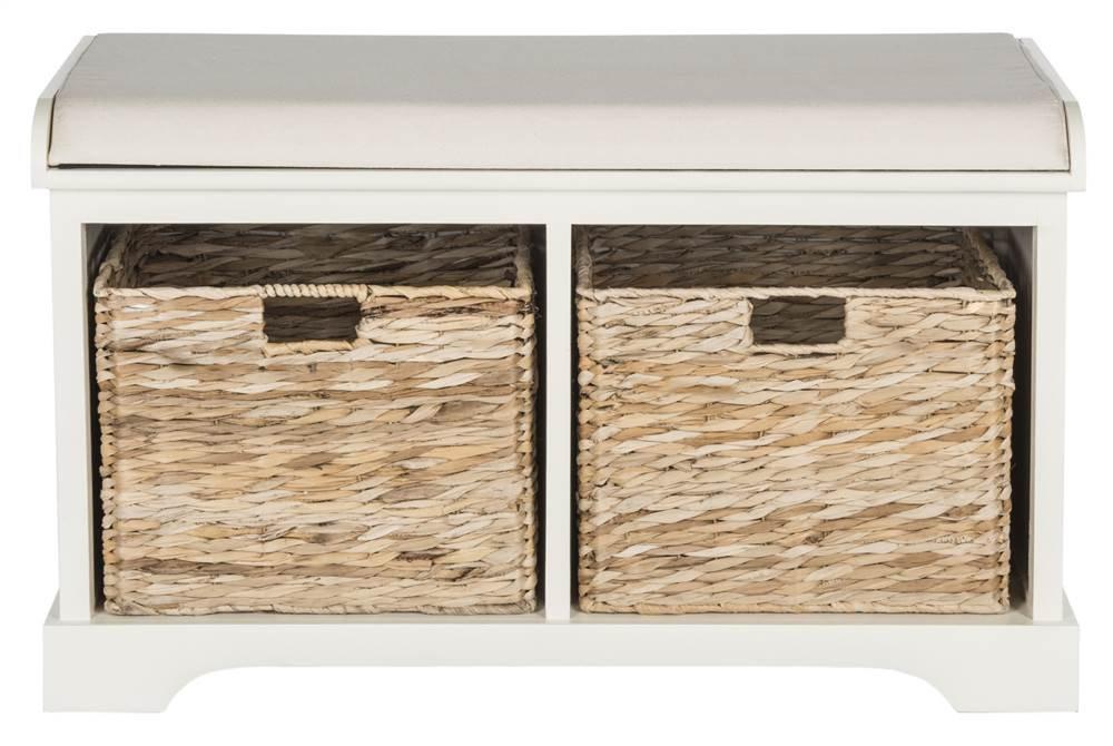 Freddy Wicker Storage Bench - AMH5736 - Vintage White - Safavieh