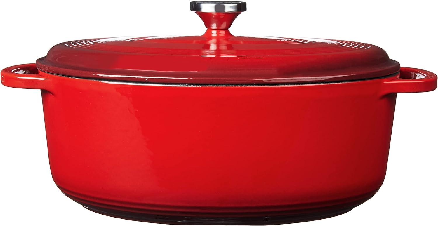 Classic 7 Quart Red Enameled Cast Iron Dutch Oven