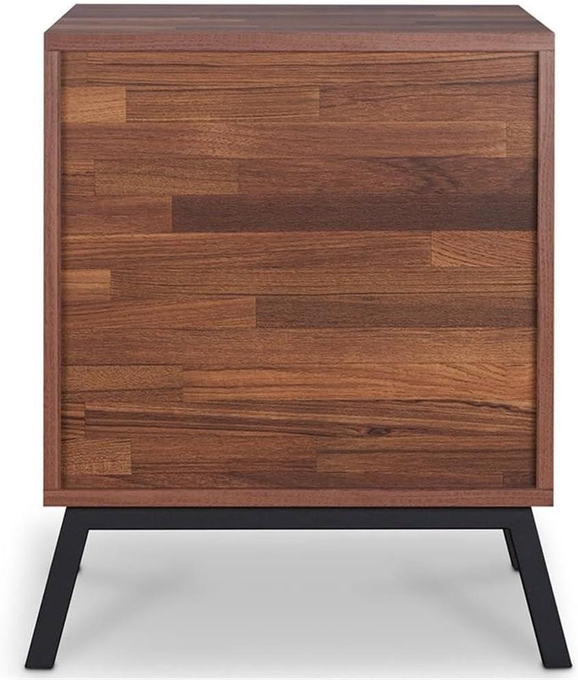 18" Karine Accent Table Walnut/Black - Acme Furniture: Modern Rectangular Side Table with Drawer & Tapered Legs