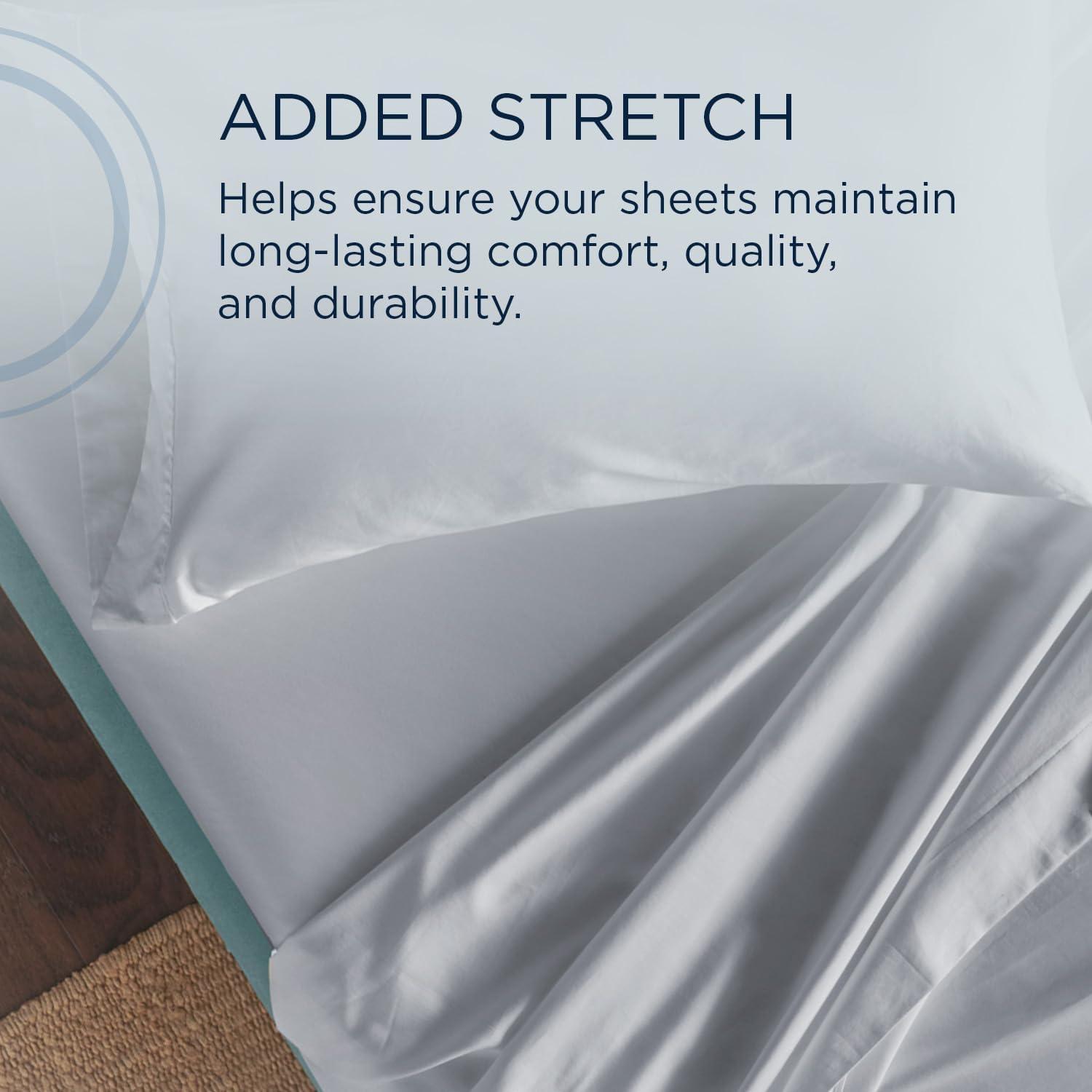 Queen Silver Mist Cotton Sheet Set with Enhanced Fit