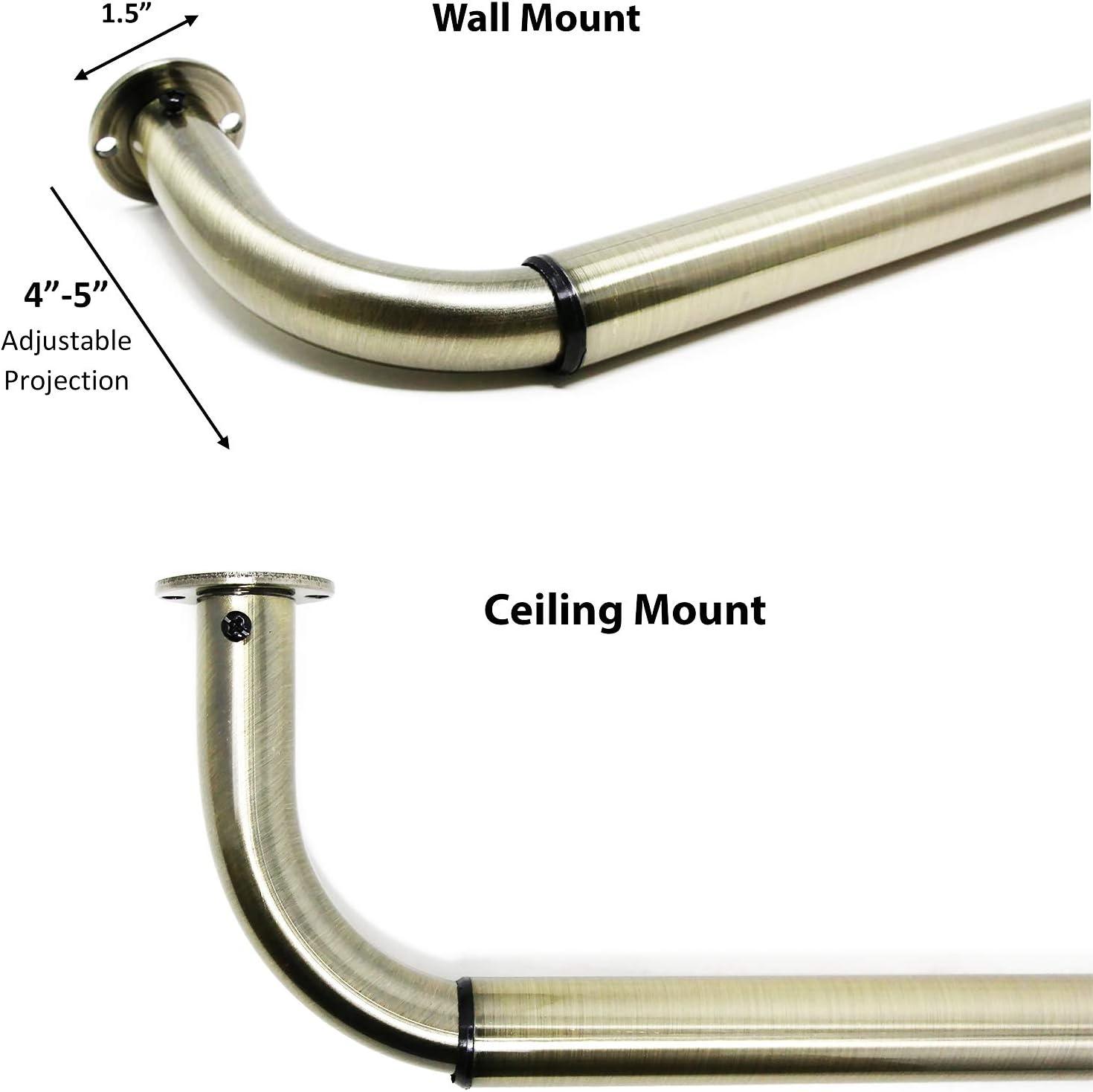 Energy-saving Wraparound Adjustable French Blackout Curtain Rod Set Antique Brass 32"-52" Brass Finish