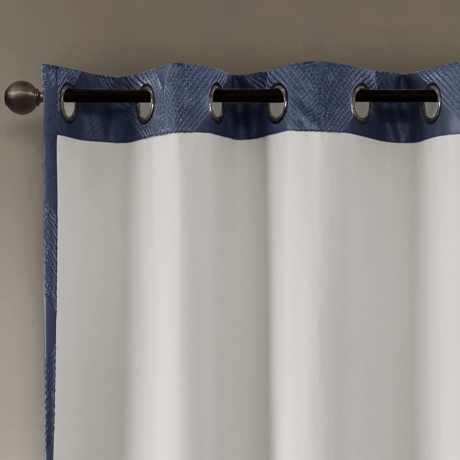 Madison Park Bentley Ogee Knitted Jacquard Geometric Total Blackout Single Curtain Panel