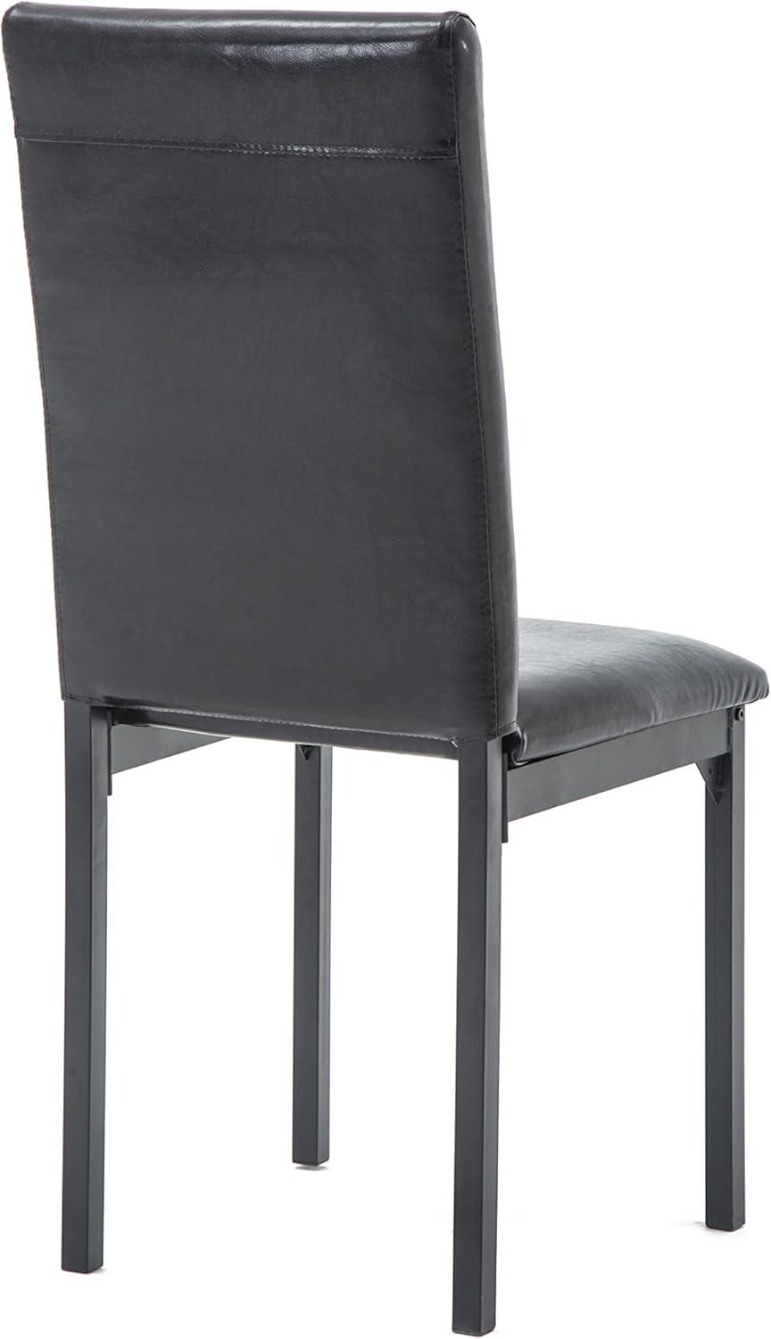 Set of 4 Arjen Dining Chairs Black - Boraam: Faux Leather, Metal Frame, Contemporary Style