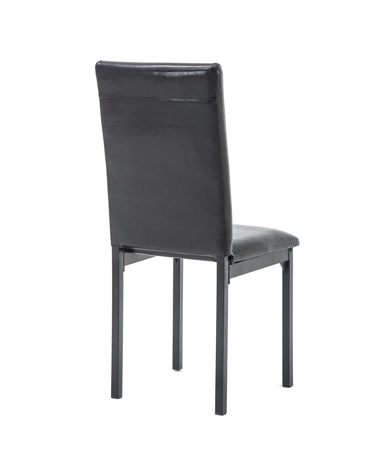 Set of 4 Arjen Dining Chairs Black - Boraam: Faux Leather, Metal Frame, Contemporary Style