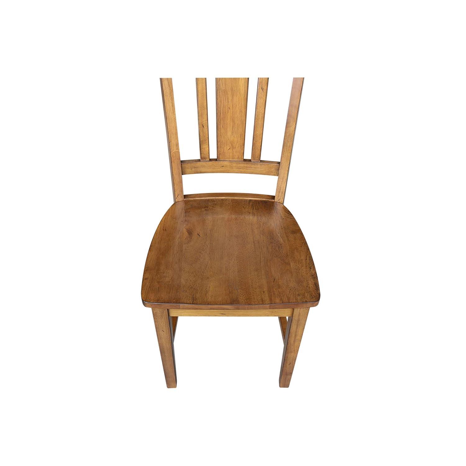 Set of 2 San Remo Splatback Chairs Pecan - International Concepts: Solid Wood, Unupholstered