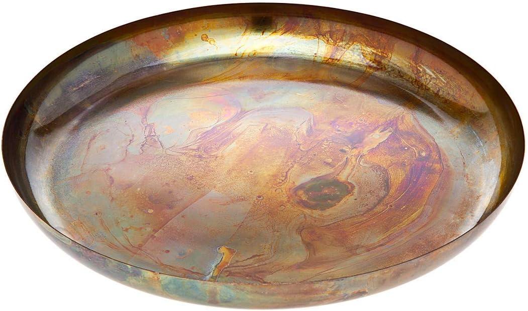 Burnt Copper Finish Round Metal Serving Plate