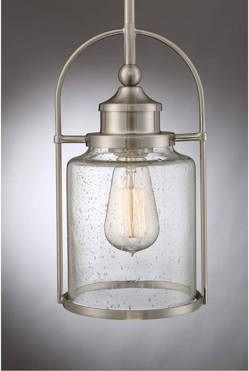 Payson Brushed Nickel 12" Mini Jar Pendant Light with Glass Shade