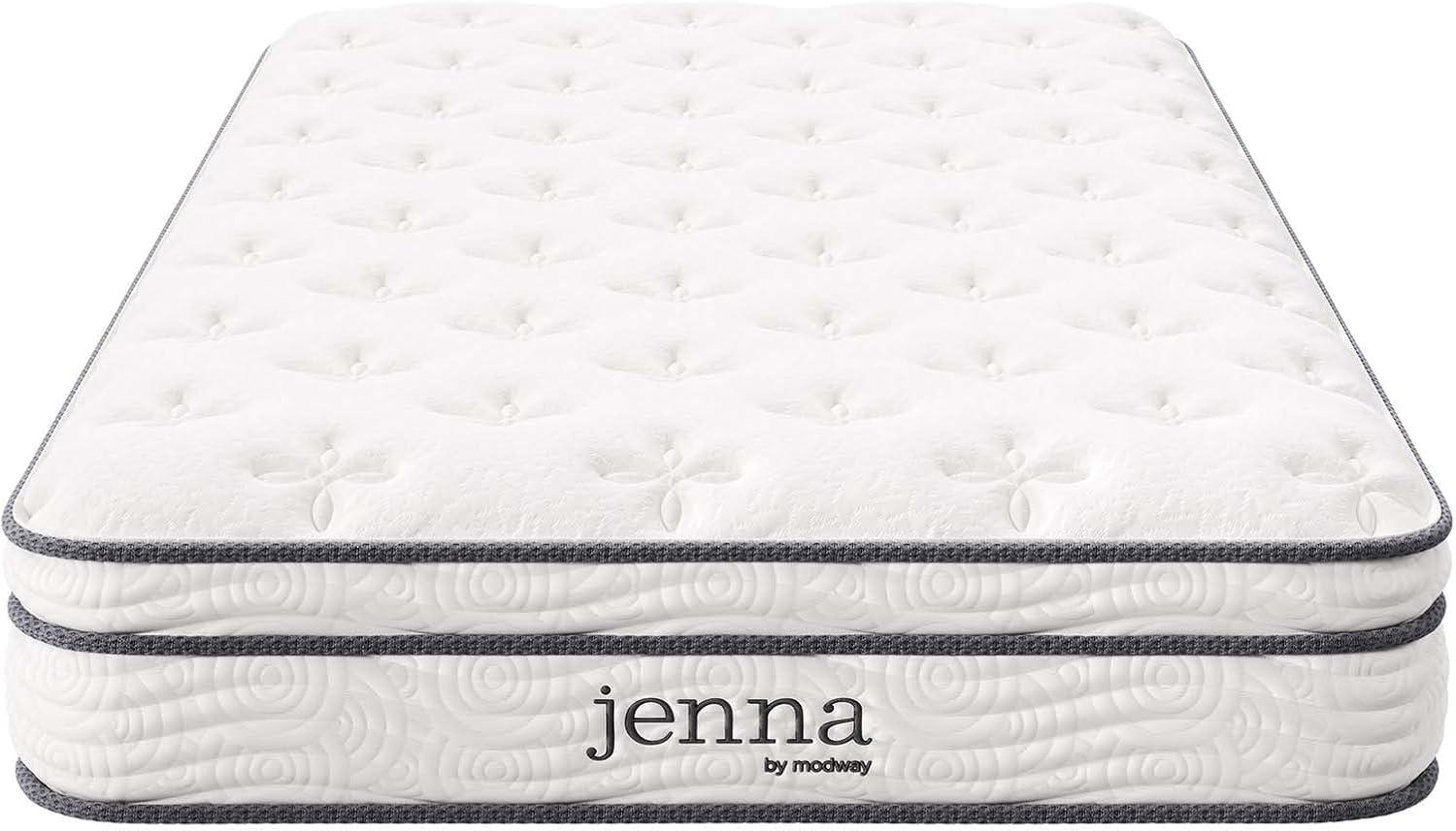 Modway Jenna 8" Modern Innerspring and Foam Twin Mattress in White